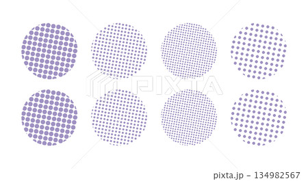 かわいいドット・ハーフトーンの円セット　ベクター　和風　和柄　Abstract dot 134982567