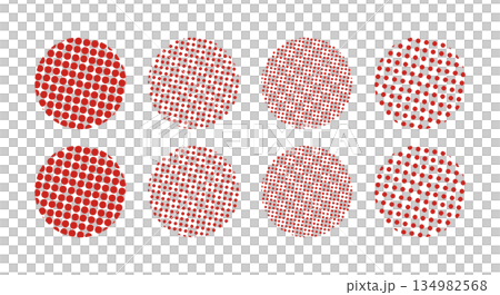 Cute dot halftone circle set Vector Japanese style Japanese pattern Abstract dot 134982568