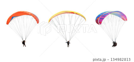 collection Bright colorful parachute on white background, isolated. 134982813