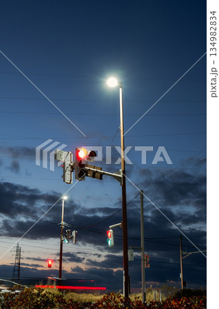 赤信号と歩行者用信号の青 134982834