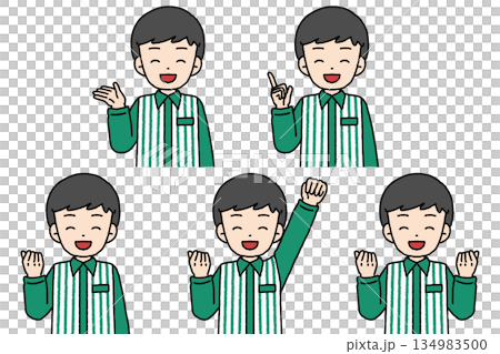 コンビニ店員の男性のポーズセット 134983500