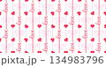 Red love text with striped ribbons, hearts and cute bows seamless pattern for Valentines day romantic concept design 134983796