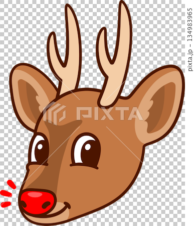 Cartoon red-nosed Huemul deer drawing Cartoon red-nosed Huemul deer drawing 134983965