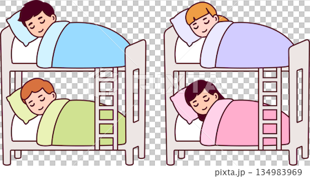 Kids sleeping in bunk bed 134983969
