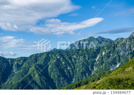 八方尾根から望む初夏の北アルプスの山 八方尾根から望む初夏の北アルプスの山 134984077
