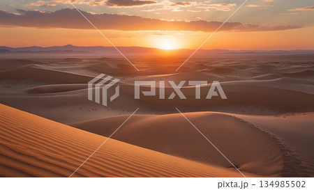 Sunset Over a Serene Desert Dune 42-3 Sunset Over a Serene Desert Dune 42-3 134985502