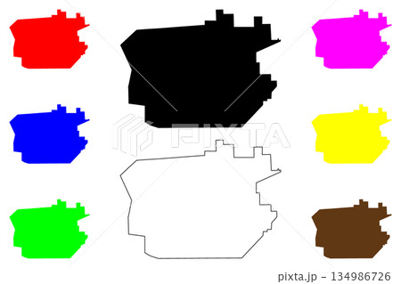 Vehari city (Islamic Republic of Pakistan) map vector illustration, scribble sketch Vihari map 134986726