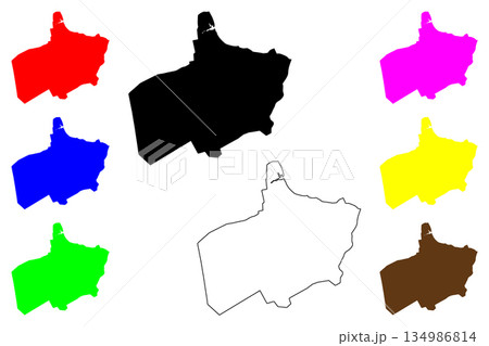 Pucallpa city (Republic of Peru) map vector illustration, scribble sketch May Ushin, Pukallpa map 134986814