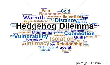 Hedgehog Dilemma Word Cloud. Key Concepts on Human Intimacy and Emotional Boundaries Hedgehog Dilemma Word Cloud. Key Concepts on Human Intimacy and Emotional Boundaries 134987007