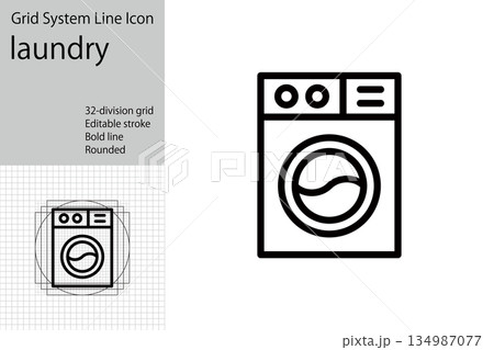コインランドリーや洗濯機のアイコン,ランドリーのロゴマーク 134987077