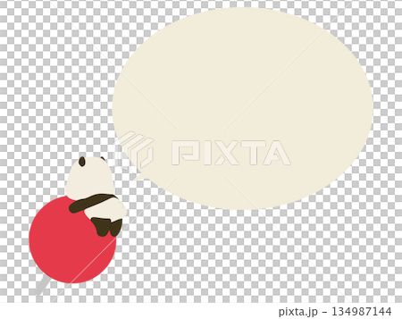 熊貓騎在圖釘上。帶對話框。 134987144