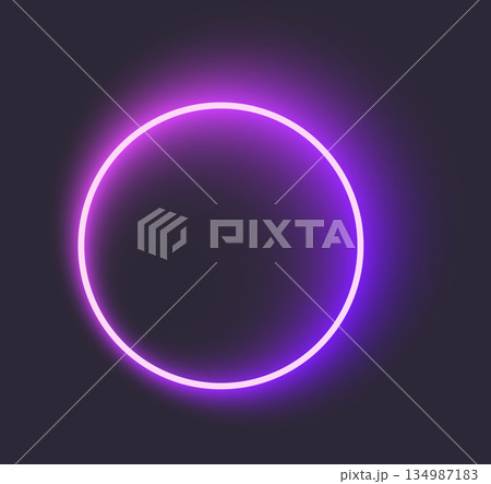 Neon halo circle with purple glow concept for modern design 134987183