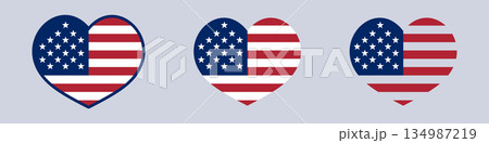 American flag hearts design for patriotic celebration 134987219