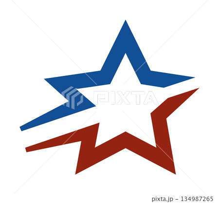 Dynamic intersecting blue and red star design 134987265