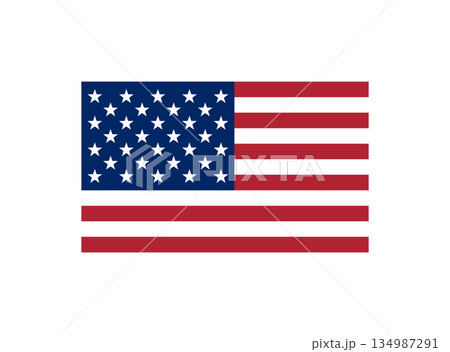 American flag waving against clear blue sky 134987291