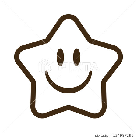Smiling star with cute eyes and simple outline design 134987299
