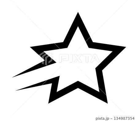 Bold black star with sharp angled design on white background 134987354