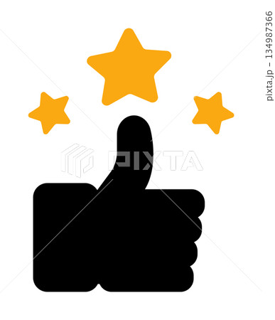 Thumbs up with stars illustration celebrating success and approval Thumbs up with stars illustration celebrating success and approval 134987366