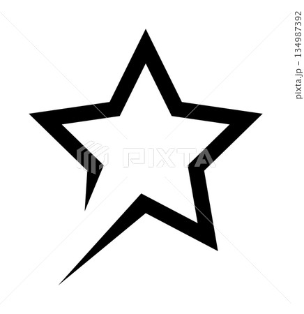 Black five-pointed star with unique design and outlined details Black five-pointed star with unique design and outlined details 134987392