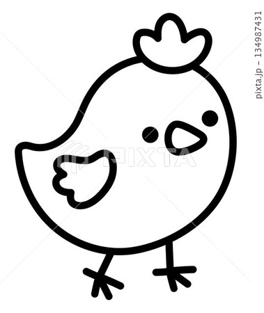 Vector chick line icon. Farm bird clipart isolated on white background. Spring or Easter baby chick black and white illustration. Cute domestic animal coloring page Vector chick line icon. Farm bird clipart isolated on white background. Spring or Easter baby chick black and white illustration. Cute domestic animal coloring page 134987431