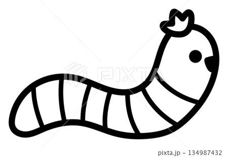 Vector cute crawling worm line icon. Funny insect. Cute forest, farm, garden bug black and white illustration or coloring page for kids isolated on white. Easter village character clipart Vector cute crawling worm line icon. Funny insect. Cute forest, farm, garden bug black and white illustration or coloring page for kids isolated on white. Easter village character clipart 134987432