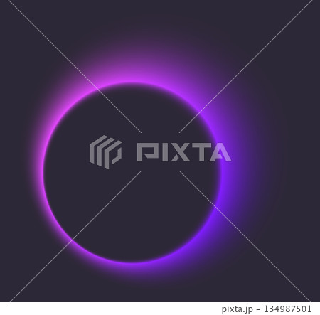 Neon eclipse with glowing halo for modern digital design Neon eclipse with glowing halo for modern digital design 134987501