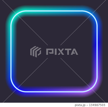 Colorful neon square frame with vibrant gradient light 134987503