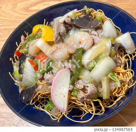 海鮮たっぷり、家の皿うどん 134987563