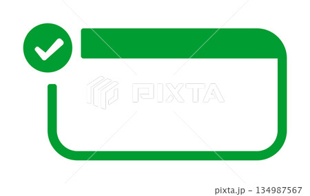 Green check mark with border frame in minimalist design 134987567
