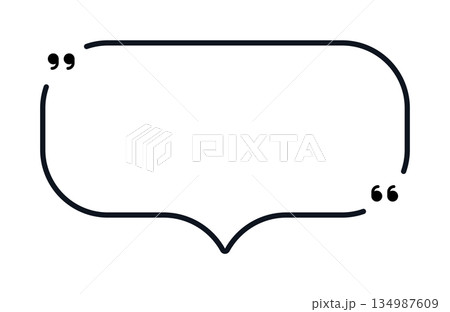 Rectangular speech bubble with quotation marks 134987609