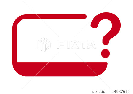 Red question mark with blank frame on white background Red question mark with blank frame on white background 134987610