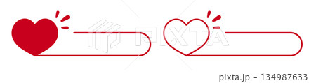 Minimalist heart icon design with red outline and filled heart variations 134987633