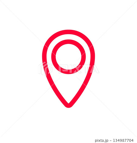 Simple red map location pin symbol for geographical position and direction indication Simple red map location pin symbol for geographical position and direction indication 134987704