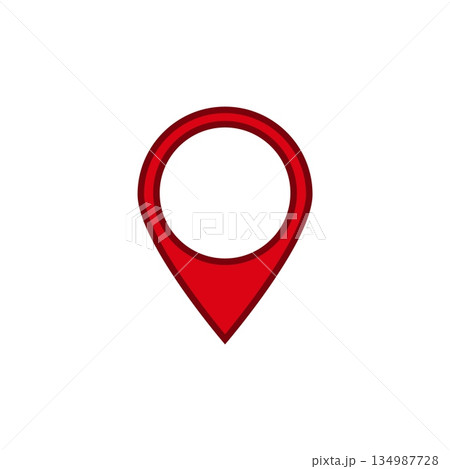 Red map pin icon symbolizing location and direction with minimalistic design and bold appearance Red map pin icon symbolizing location and direction with minimalistic design and bold appearance 134987728