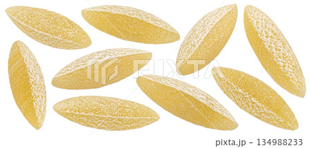 Orzo pasta grains isolated on white background with clipping path, full depth of field 134988233