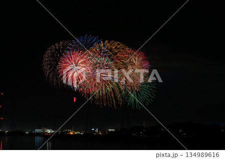 田原市の渥美半島花火大会の風景(愛知県) 田原市の渥美半島花火大会の風景(愛知県) 134989616