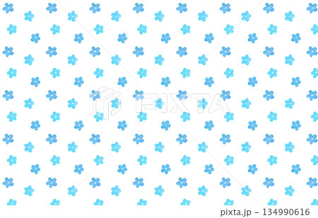 青色の花柄背景　水彩風　 134990616