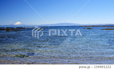横須賀市長井漁港から見た富士山 134991222