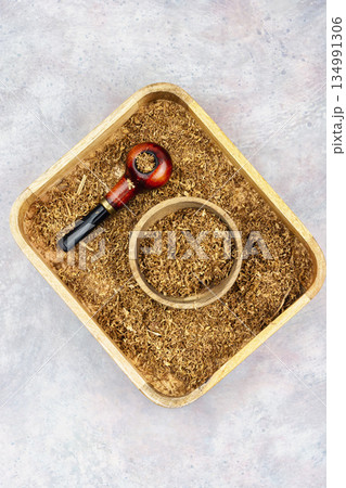 Tobacco Pipe with Pipe Tobacco in Wooden Box 134991306