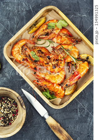 BBQ Langoustines Served Hot BBQ Langoustines Served Hot 134991325
