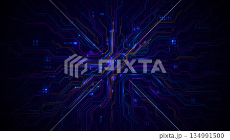 Abstract tech background with glowing circuit board patterns Abstract tech background with glowing circuit board patterns 134991500
