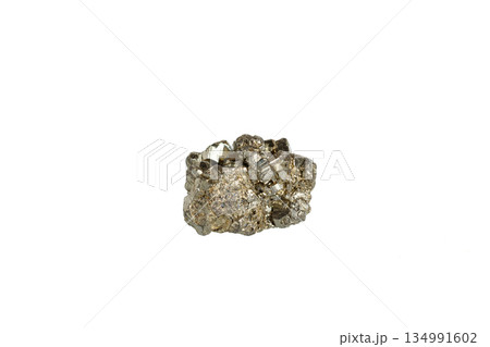 pyrite mineral stone macro on white background 134991602