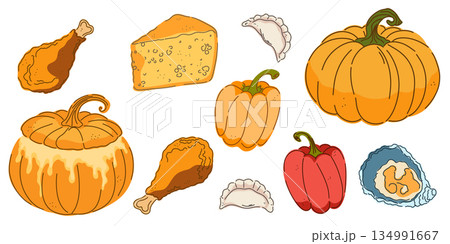 set of different pumpkins 134991667