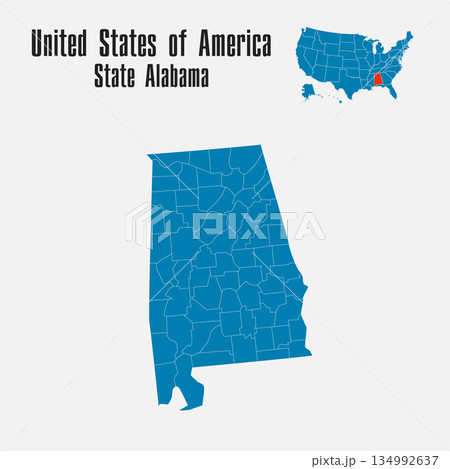 Vector map of the USA - State Alabama 134992637