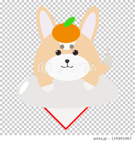 一張可愛的柯基犬新年插畫,變成了一個鏡餅。 一張可愛的柯基犬新年插畫,變成了一個鏡餅。 134993967