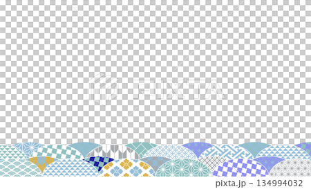 冬の季節の彩り和柄背景イラスト 冬の季節の彩り和柄背景イラスト 134994032
