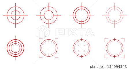 Linear red crosshair icons for user interface design 134994348