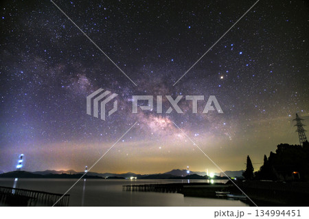 瀬戸内の春の星景色昇る天の川とさそり座 瀬戸内の春の星景色昇る天の川とさそり座 134994451