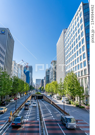 日本橋昭和通り江戸橋歩道橋から見る街並みの風景（オンワードパークビルディング、日本橋三丁目スクエア） 134994492
