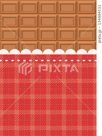 バレンタイン向け チョコレート×レッドチェック背景デザイン｜高解像度 縦デザイン 134994531